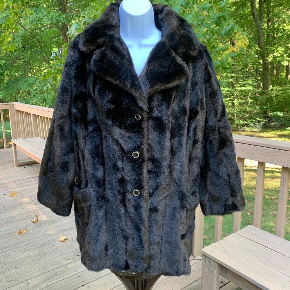 Vintage faux mink driving coat. Minkara Styled by Russel Taylor ILGWU made